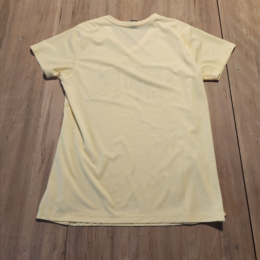 Arcadia Rodeo Life T-Shirt Cowgirl Boots V-Neck Western Yellow Womens Medium — image 4 of 8
